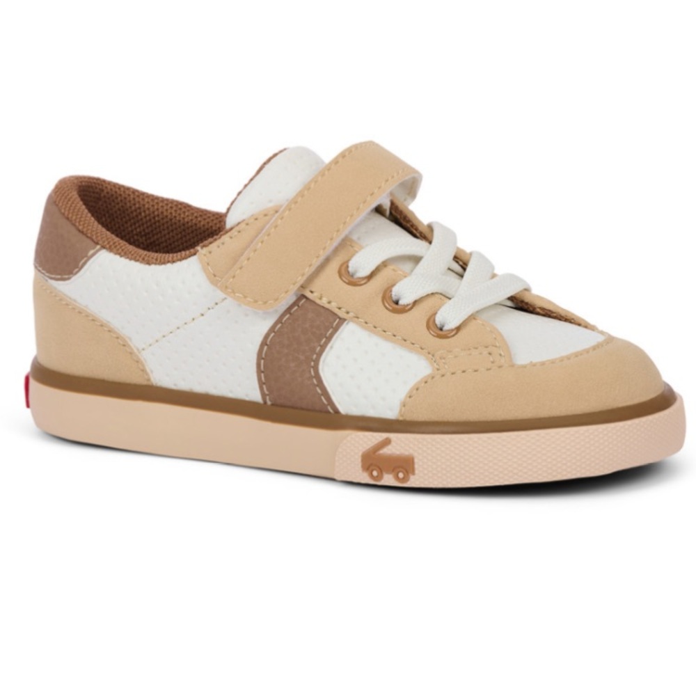 NEW See Kai Run Connor kids tan white tennis shoes 2 youth